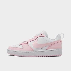 BIG KIDS' NIKE COURT BOROUGH LOW RECRAFT CASUAL SHOES in Pink Foam/White